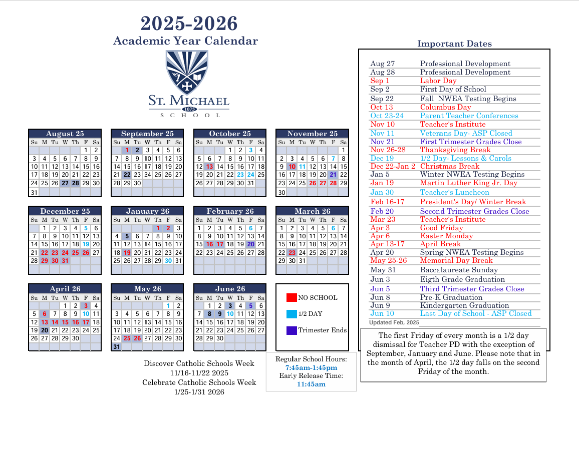 Annual Calendar 2025-2026